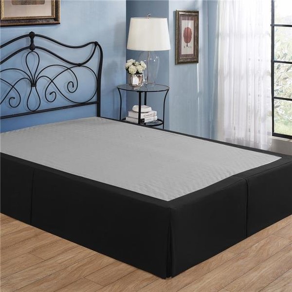 Magic Skirt Bed Skirt FRE24514BLAC03 14 in. Tailored Microfiber Bed Skirt  Black - Queen FRE24514BLAC03